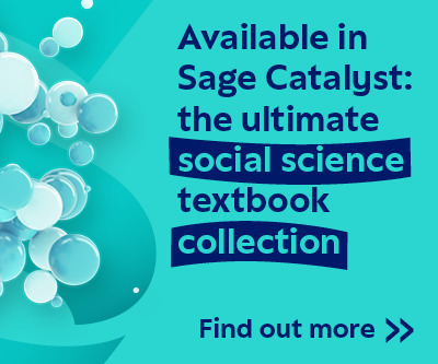 Mint green banner with text: 'Available in Sage Catalyst: the ultimate social science textbook collection. Find out more here.' in navy blue