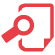magnifying glass and paper icon in red